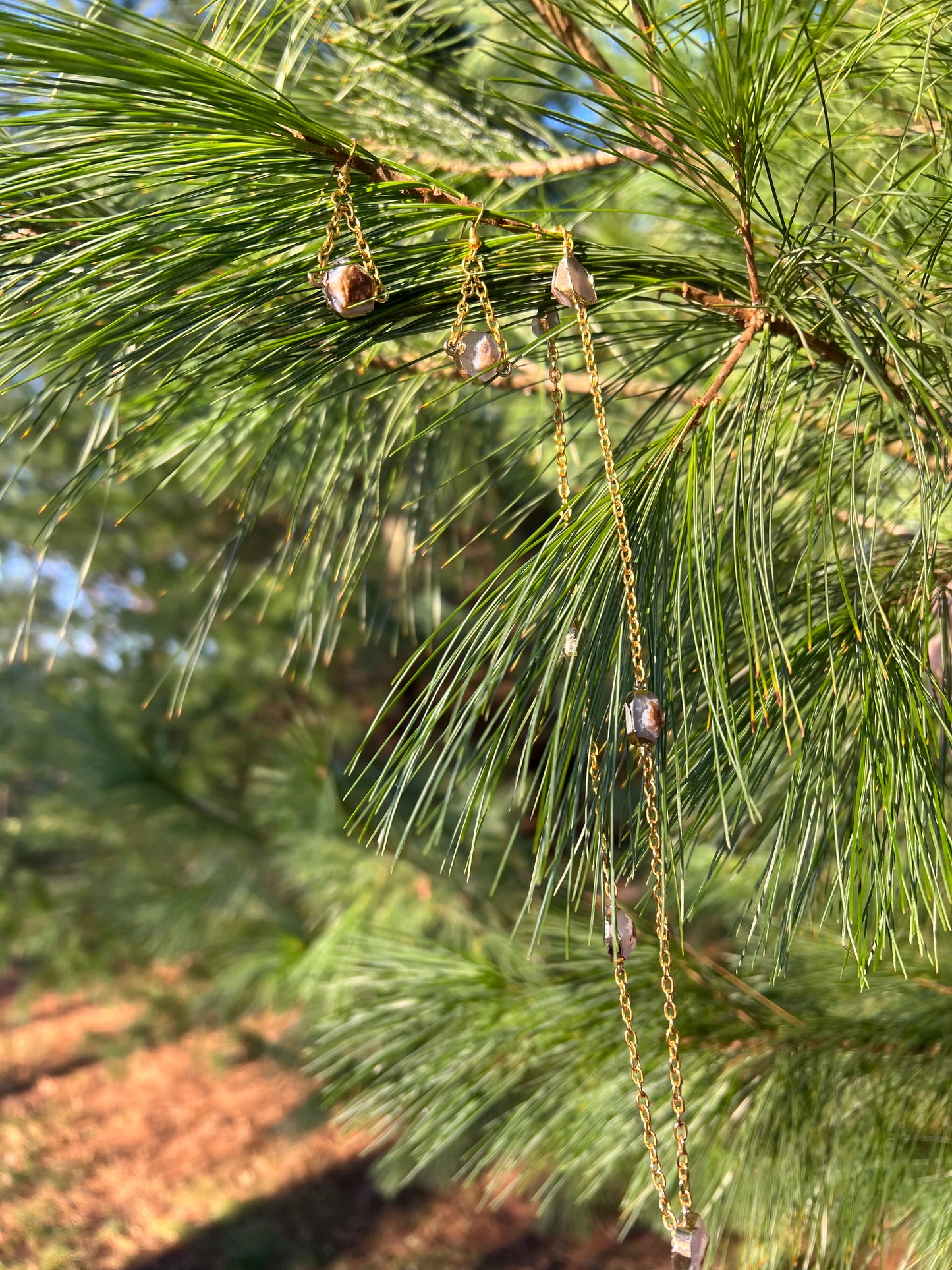 Electroplate Natural Agate Earring and Necklace Set